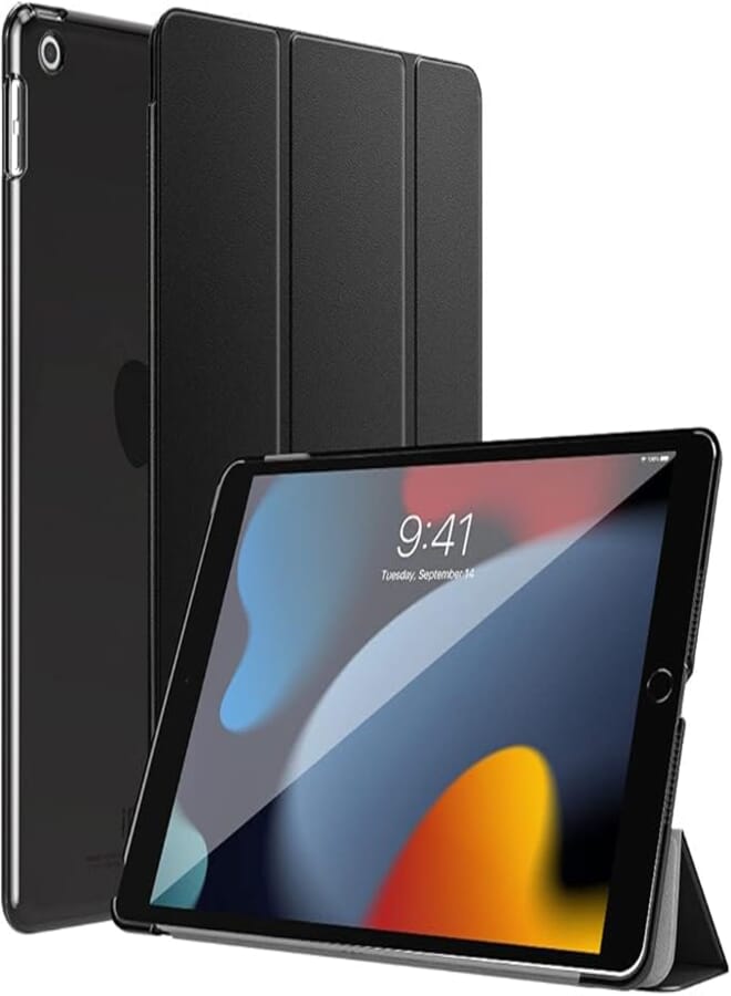 Dadanism Smart Case for New iPad 10.2 2019, iPad 7th Generation Case 10.2 inch, [Shock Absorption] Ultra Slim Lightweight Trifold Stand Cover with Translucent Frosted Hard Back, Auto Sleep/Wake, Black